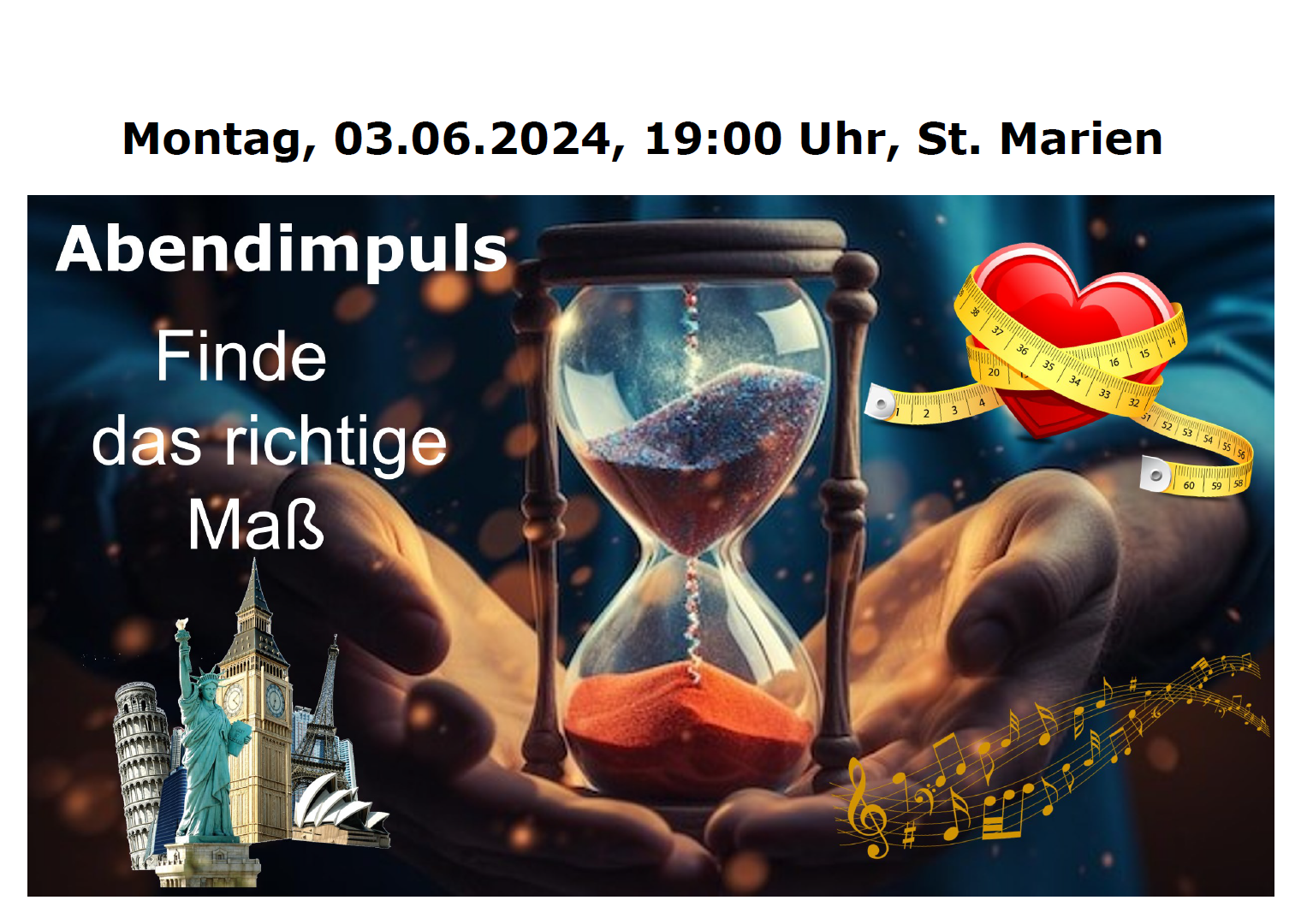 2024 06 03 Abendimpuls Finde das richtige Mass Plakat