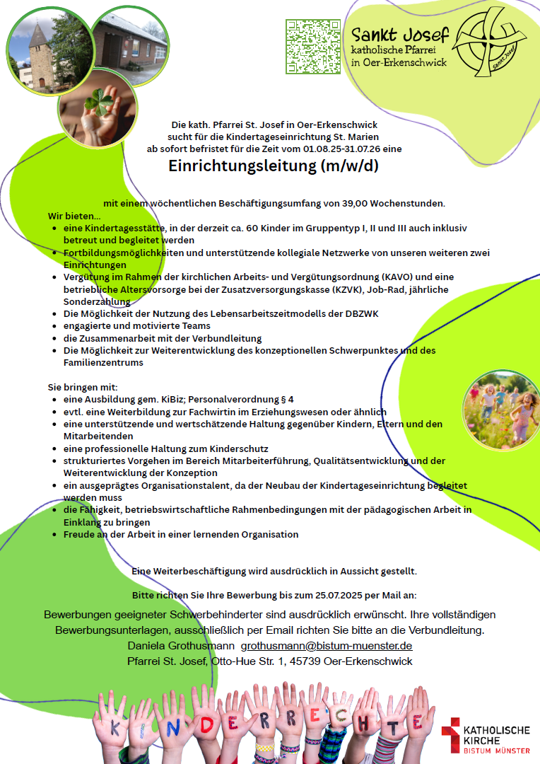 Stellenanzeige Einrichtungsleitung StMarien